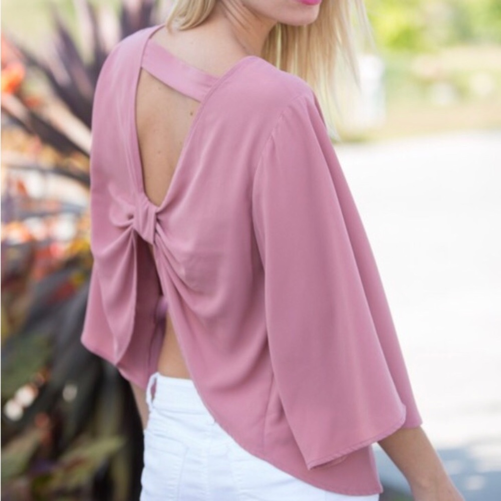 MayMay’s Mauve Cut Out Bow Tie Top - Picture 2 of 4